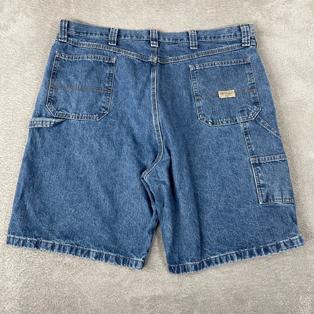 Wrangler Carpenter Shorts Mens 42 Blue Denim Y2K Baggy Workwear Utility Relaxed